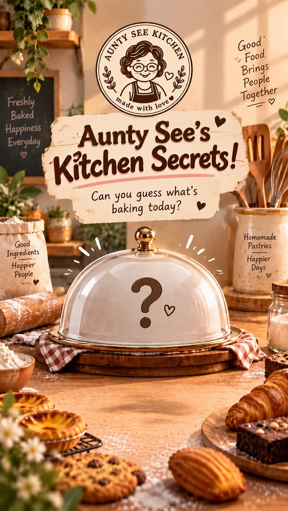 Aunty See's Kitchen game artwork with a covered dish and a guess-the-recipe prompt